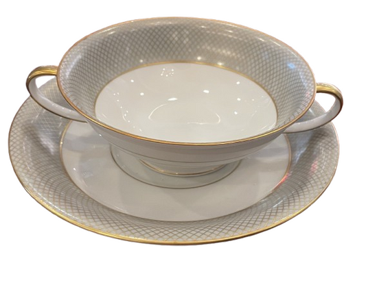 Rosenthal Gray Grail Cream soup and saucers, set of 10