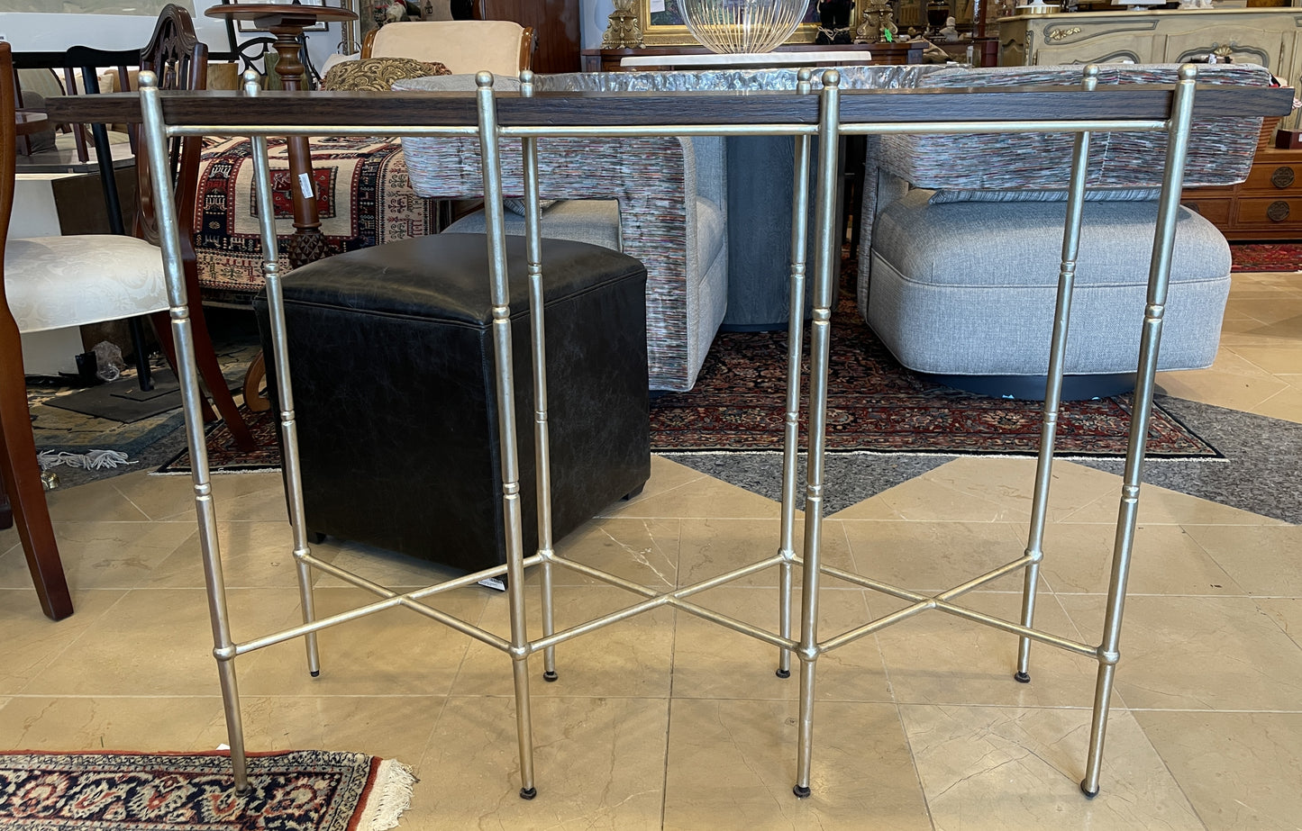 Ambella Sullivan Narrow Wood Console with Bronze Base (0IV006)