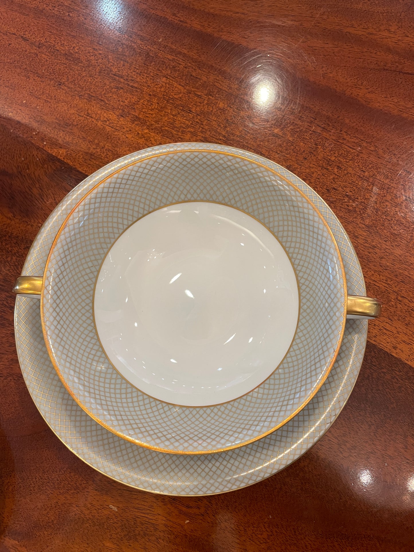Rosenthal Gray Grail Cream soup and saucers, set of 10
