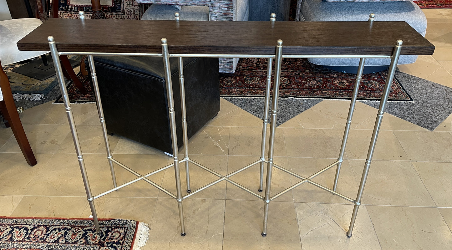 Ambella Sullivan Narrow Wood Console with Bronze Base (0IV006)