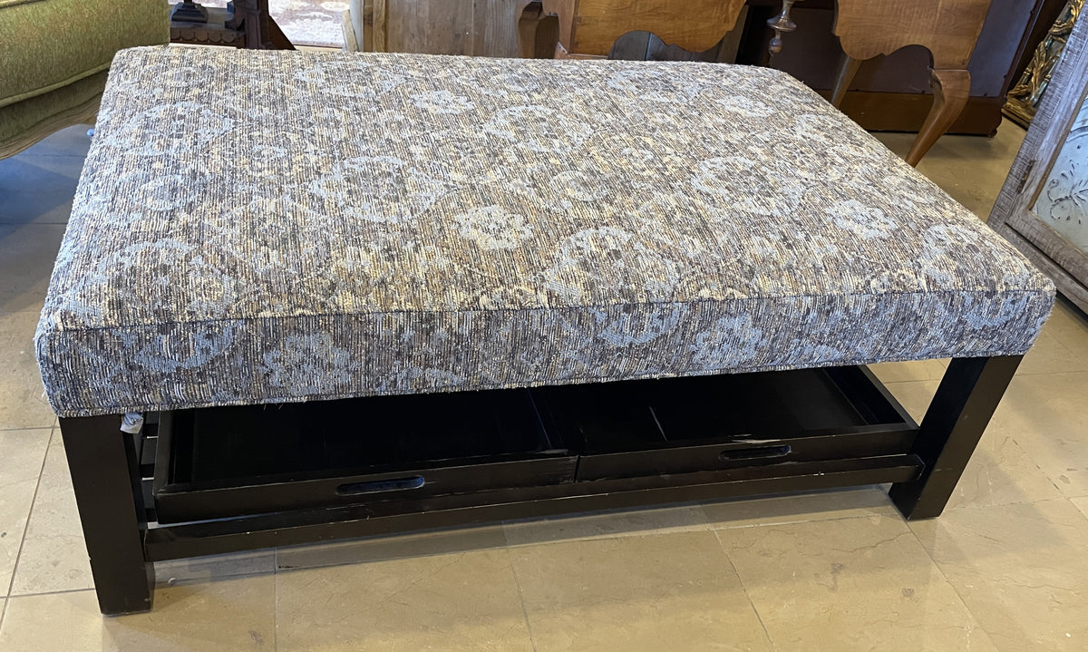 Basset Upholstered Ottoman with Lower Trays, AS IS (0NX00O)