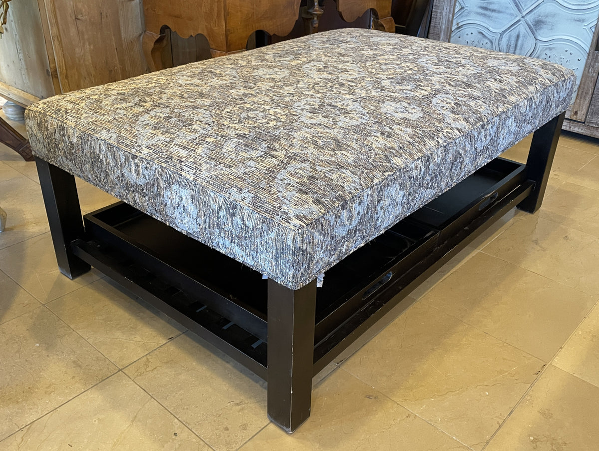 Basset Upholstered Ottoman with Lower Trays, AS IS (0NX00O)