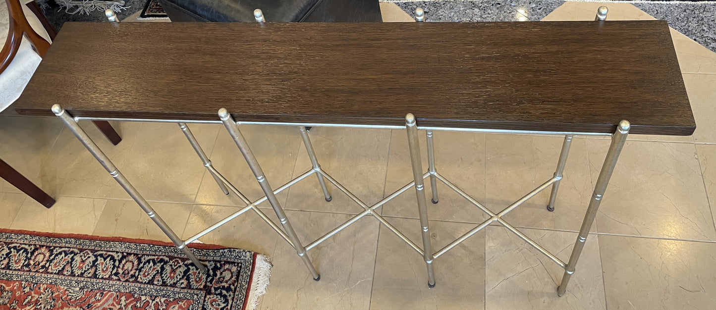 Ambella Sullivan Narrow Wood Console with Bronze Base (0IV006)