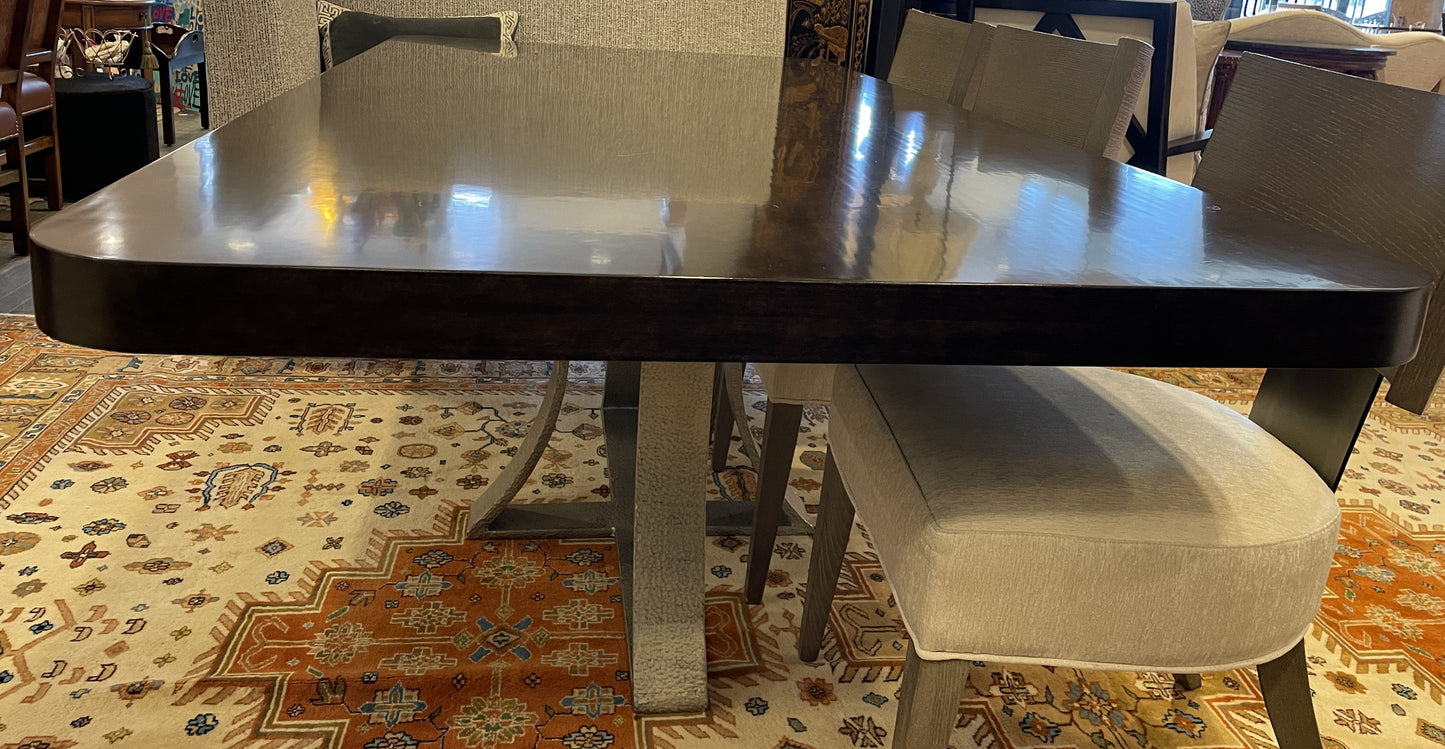 Bernhardt Dining table with hammered chrome base, AS IS (0IV010)