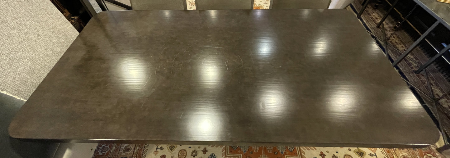 Bernhardt Dining table with hammered chrome base, AS IS (0IV010)