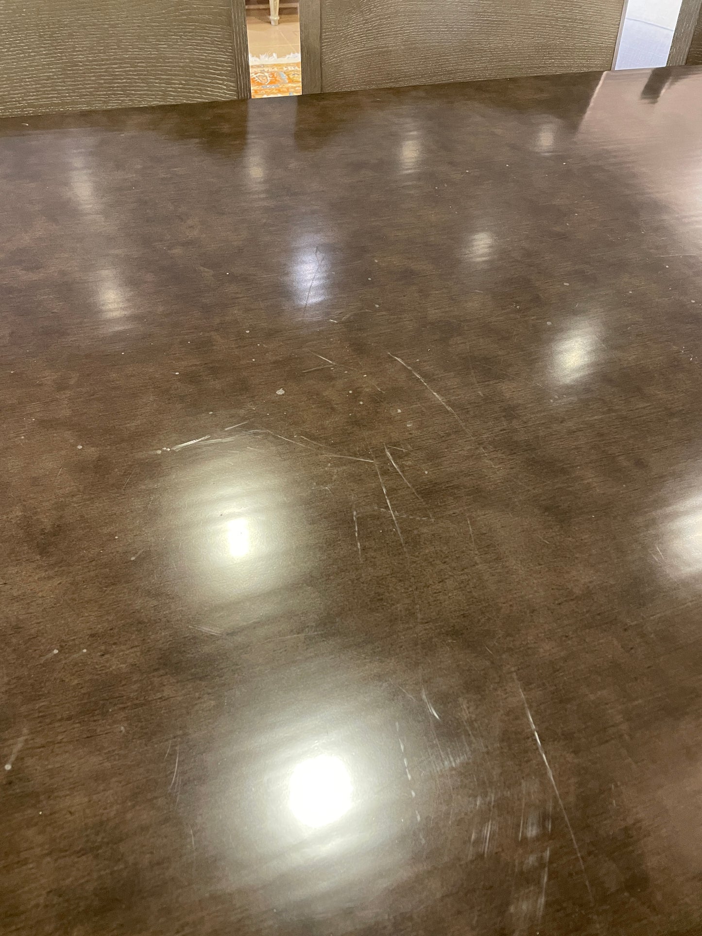 Bernhardt Dining table with hammered chrome base, AS IS (0IV010)