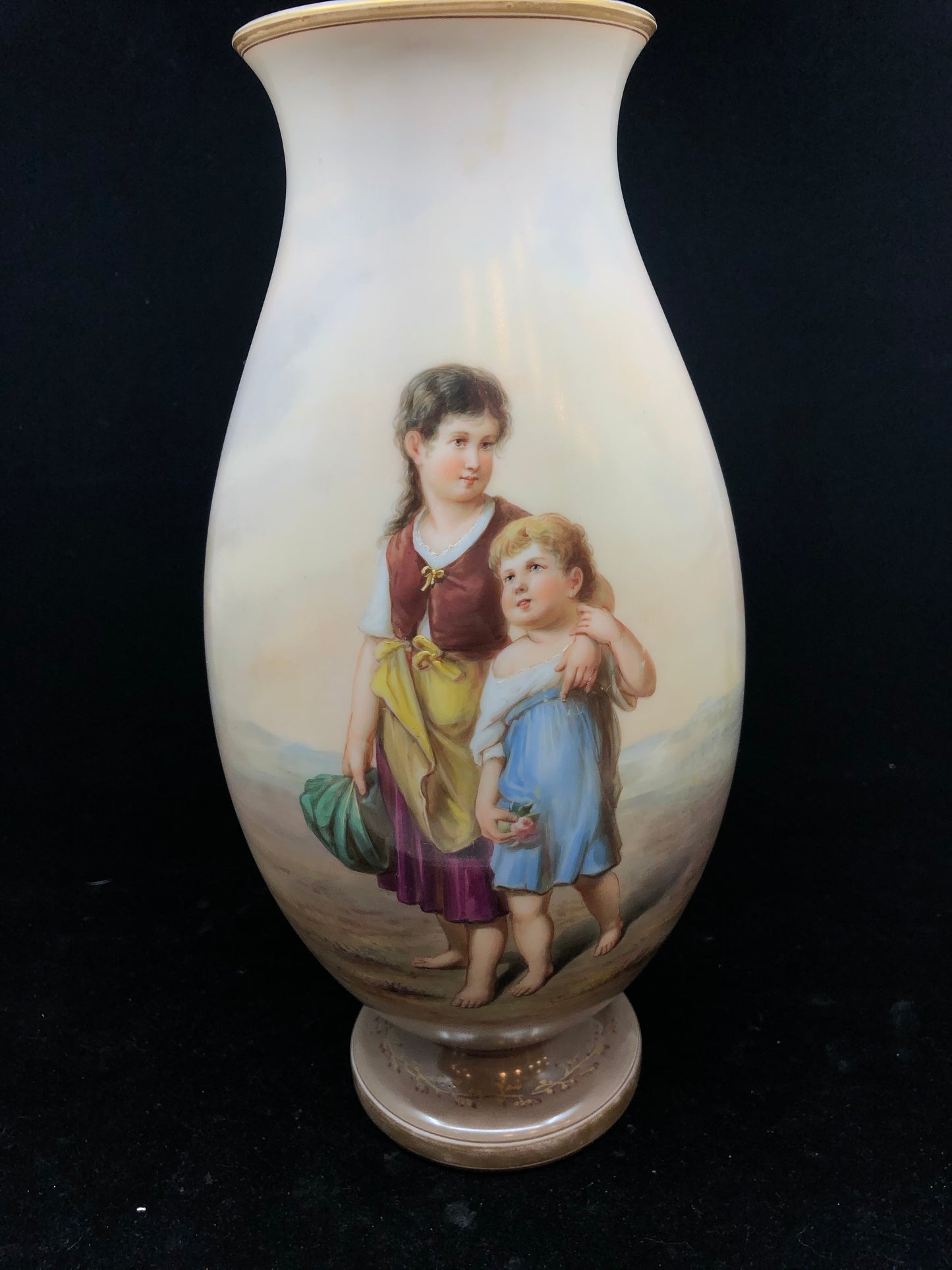 Antique Bristol Glass Hand Painted Vases