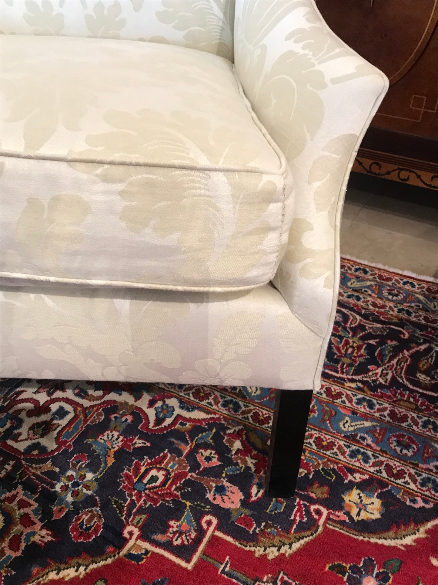Cream Damask Upholstered Occasional Chair
