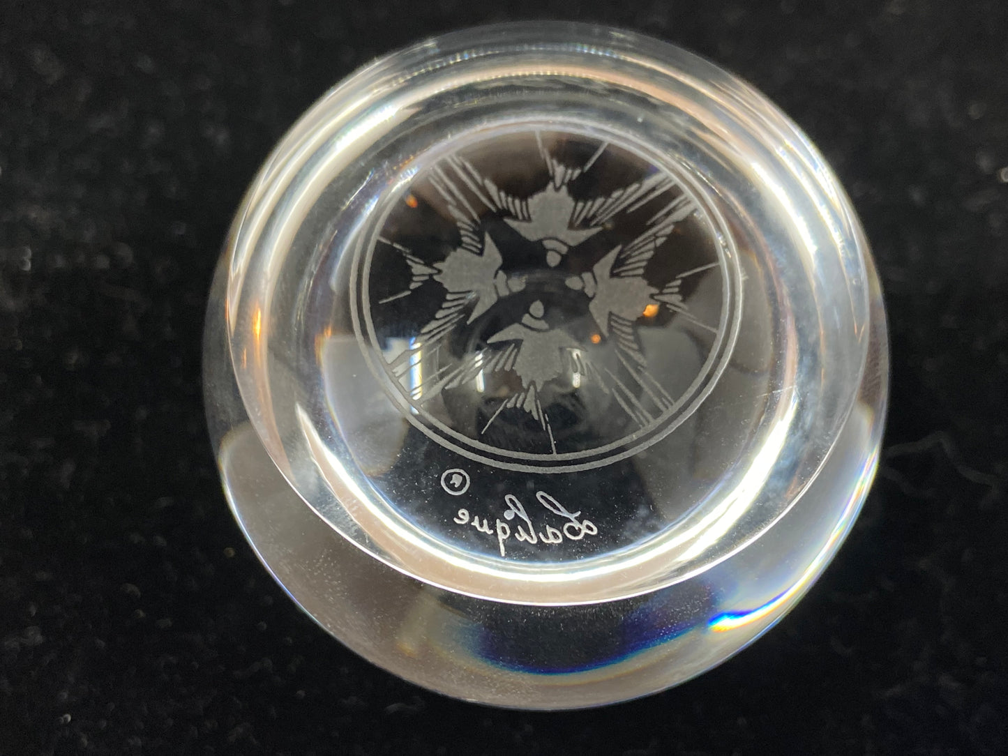 Lalique Bird Etched Bubble Paperweight (H3CJ3W, 6H9YNR)