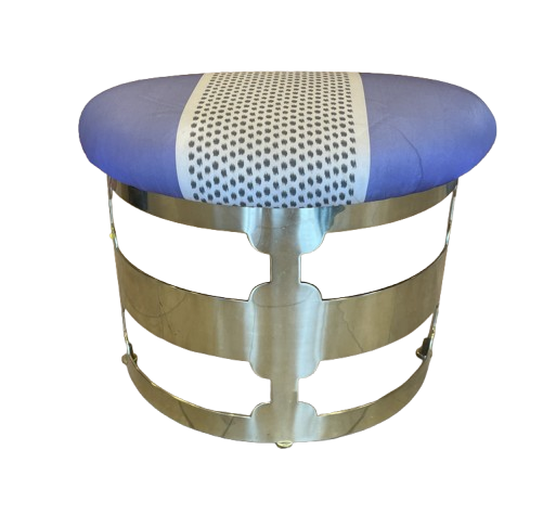 Brass Half Circle Footstool with Upholstered Top (0AG00J)