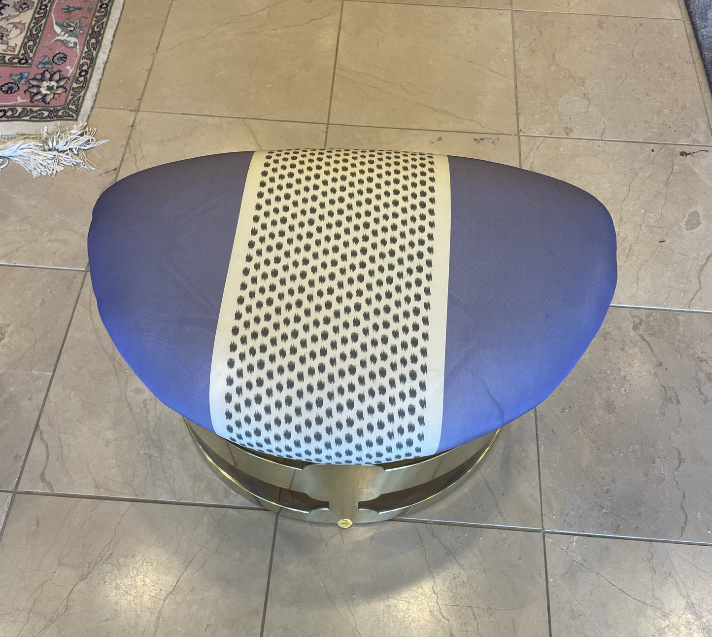 Brass Half Circle Footstool with Upholstered Top (0AG00J)