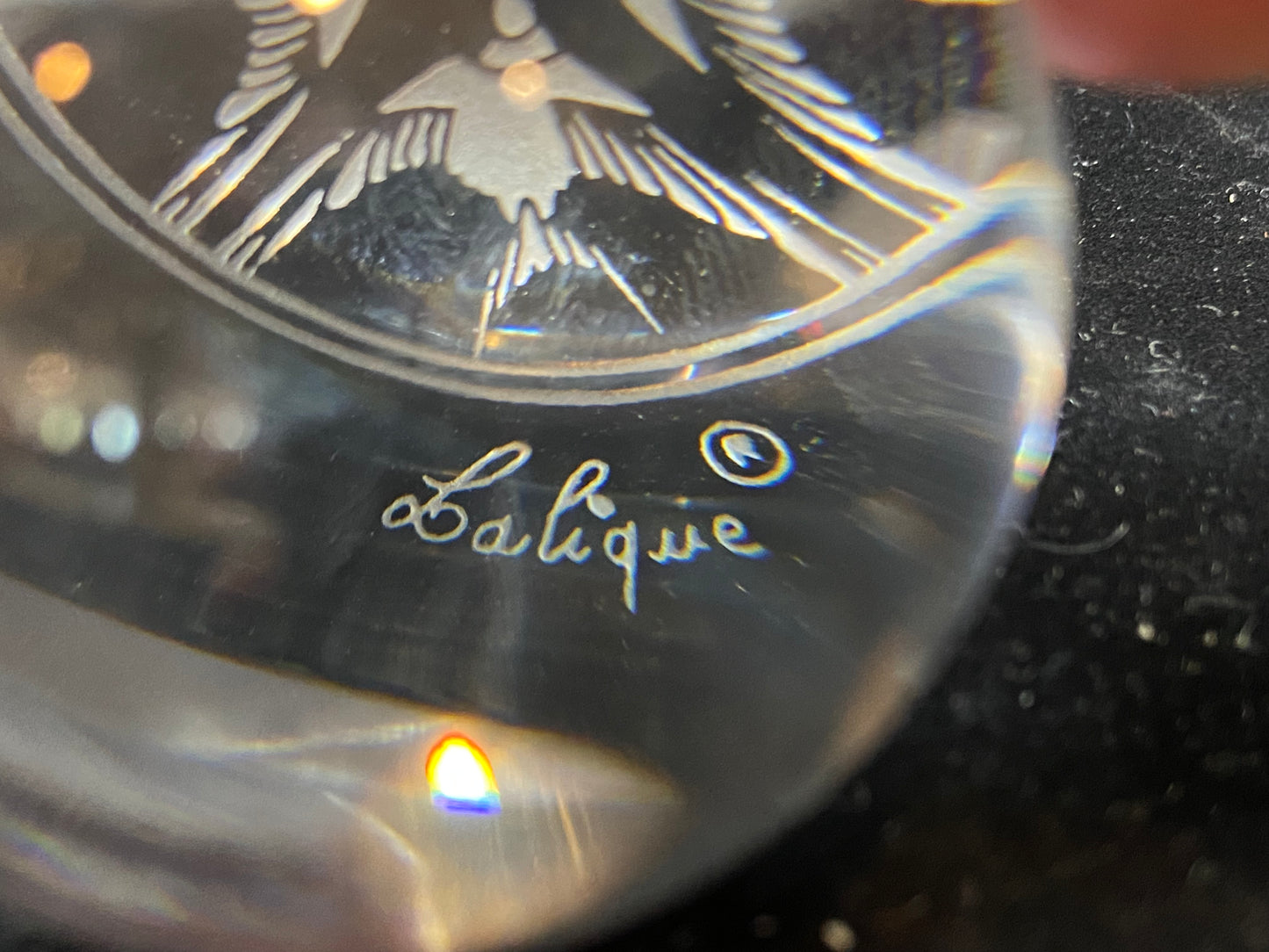 Lalique Bird Etched Bubble Paperweight (H3CJ3W, 6H9YNR)