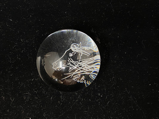Lalique Horse Etched Bubble Paperweight (H3CJ3W)