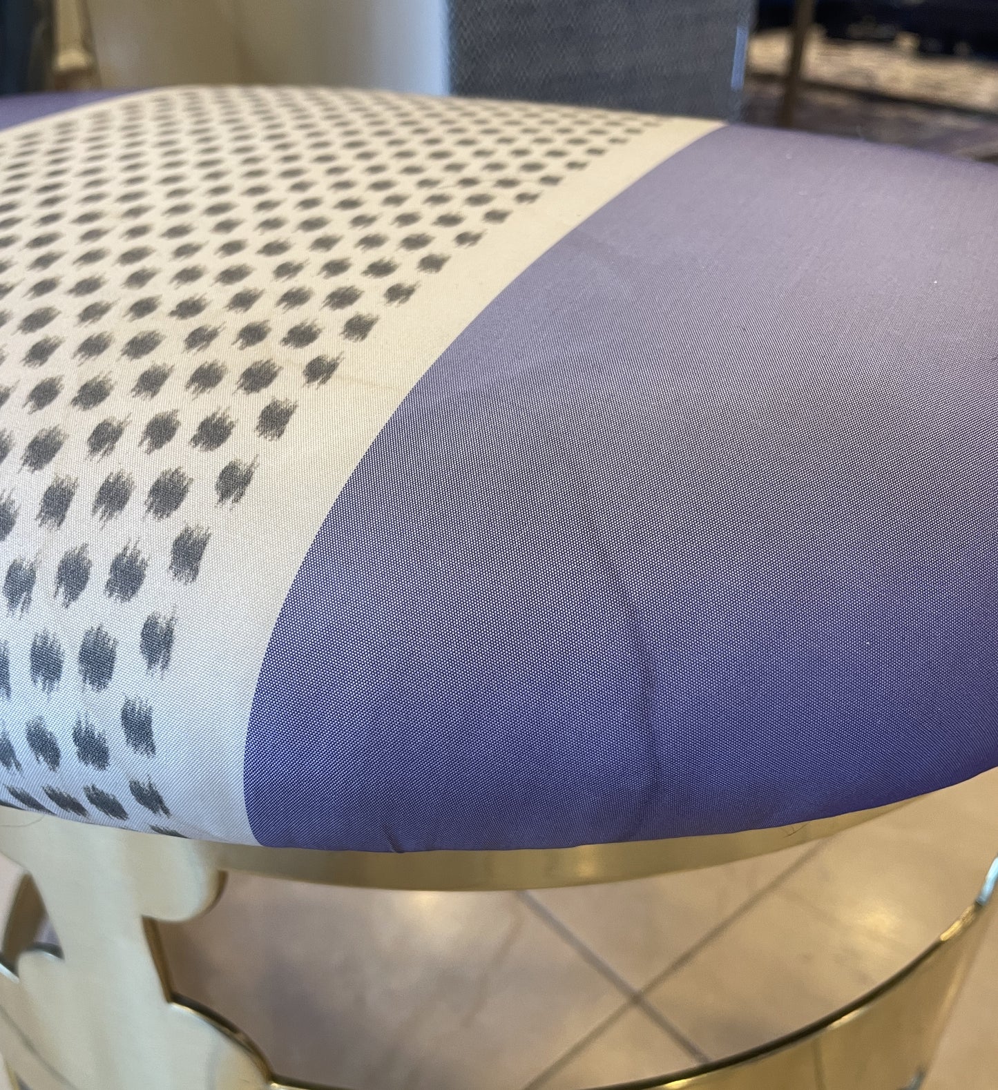 Brass Half Circle Footstool with Upholstered Top (0AG00J)