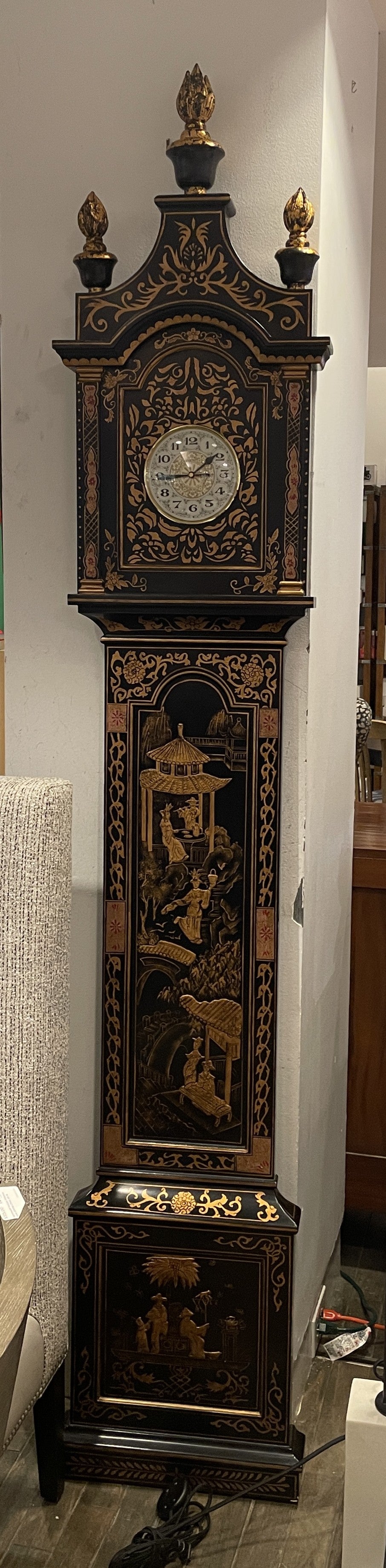 Castilian Low Profile Chinoserie Wall Clock (0IW005)