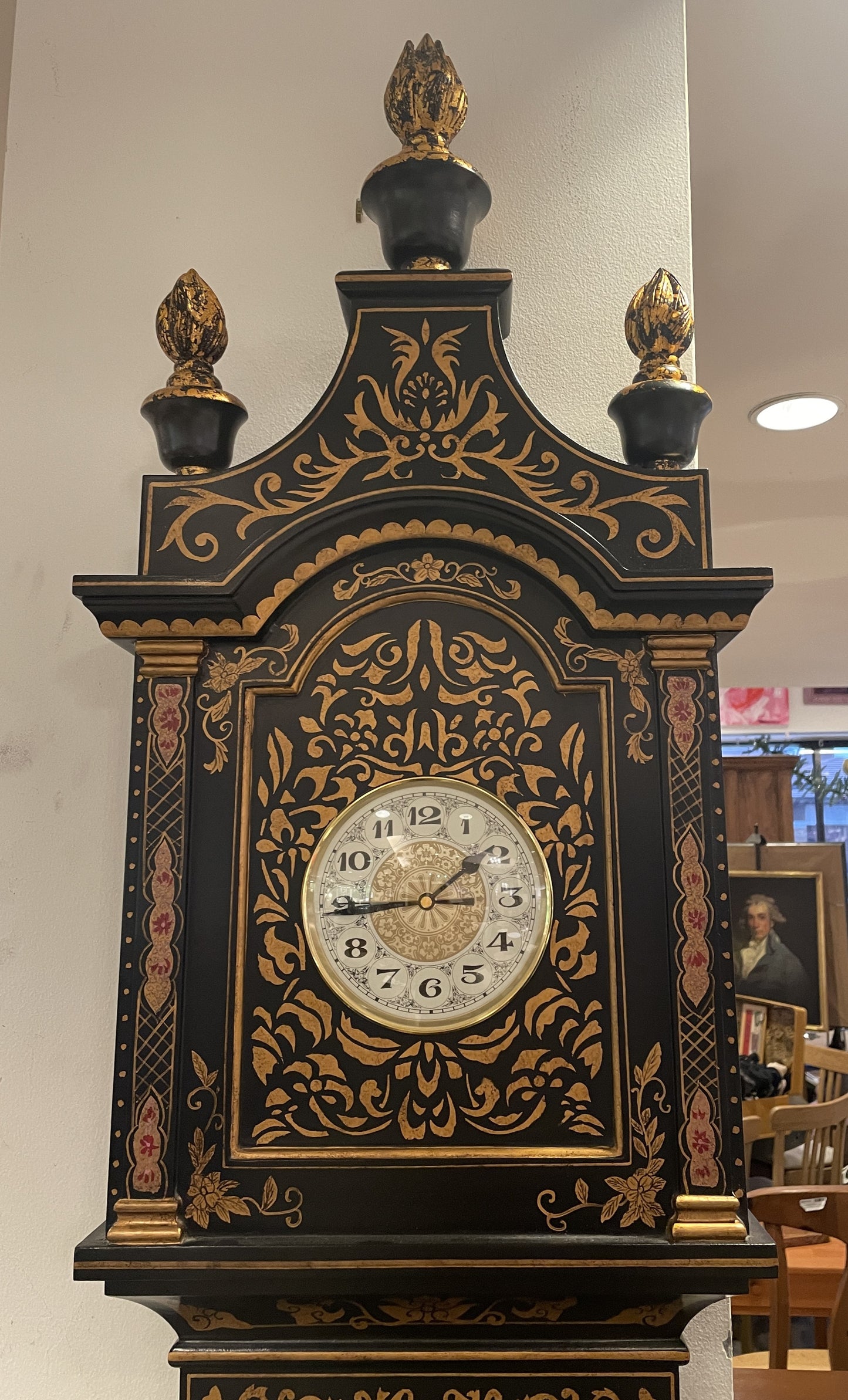 Castilian Low Profile Chinoserie Wall Clock (0IW005)