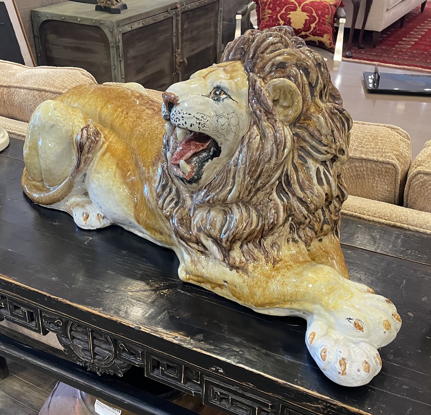 Italian Majolica Terracotta Lion, AS IS (0JL024)
