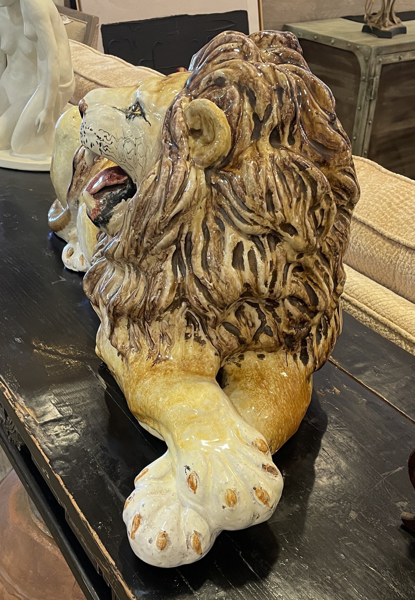Italian Majolica Terracotta Lion, AS IS (0JL024)