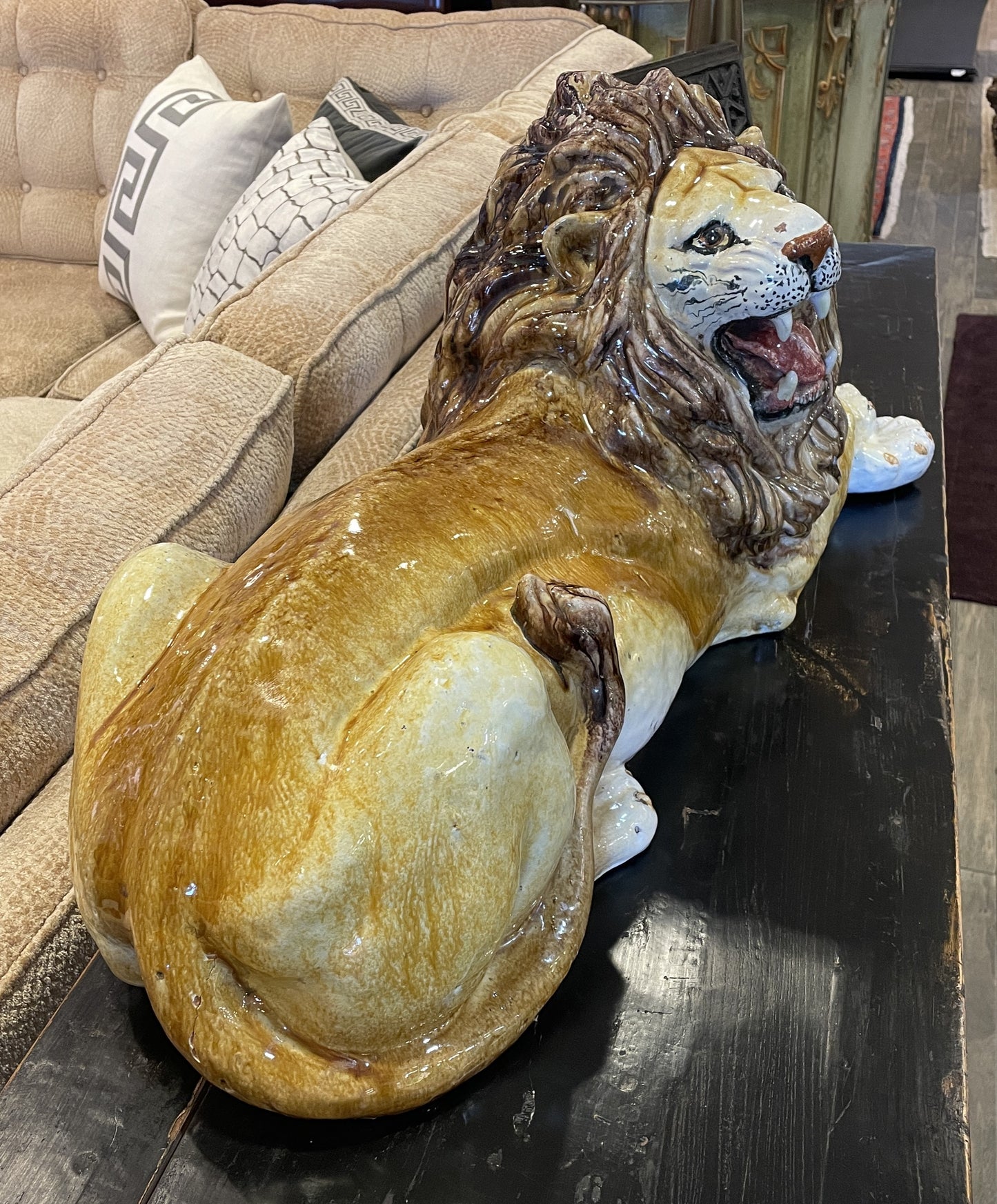 Italian Majolica Terracotta Lion, AS IS (0JL024)