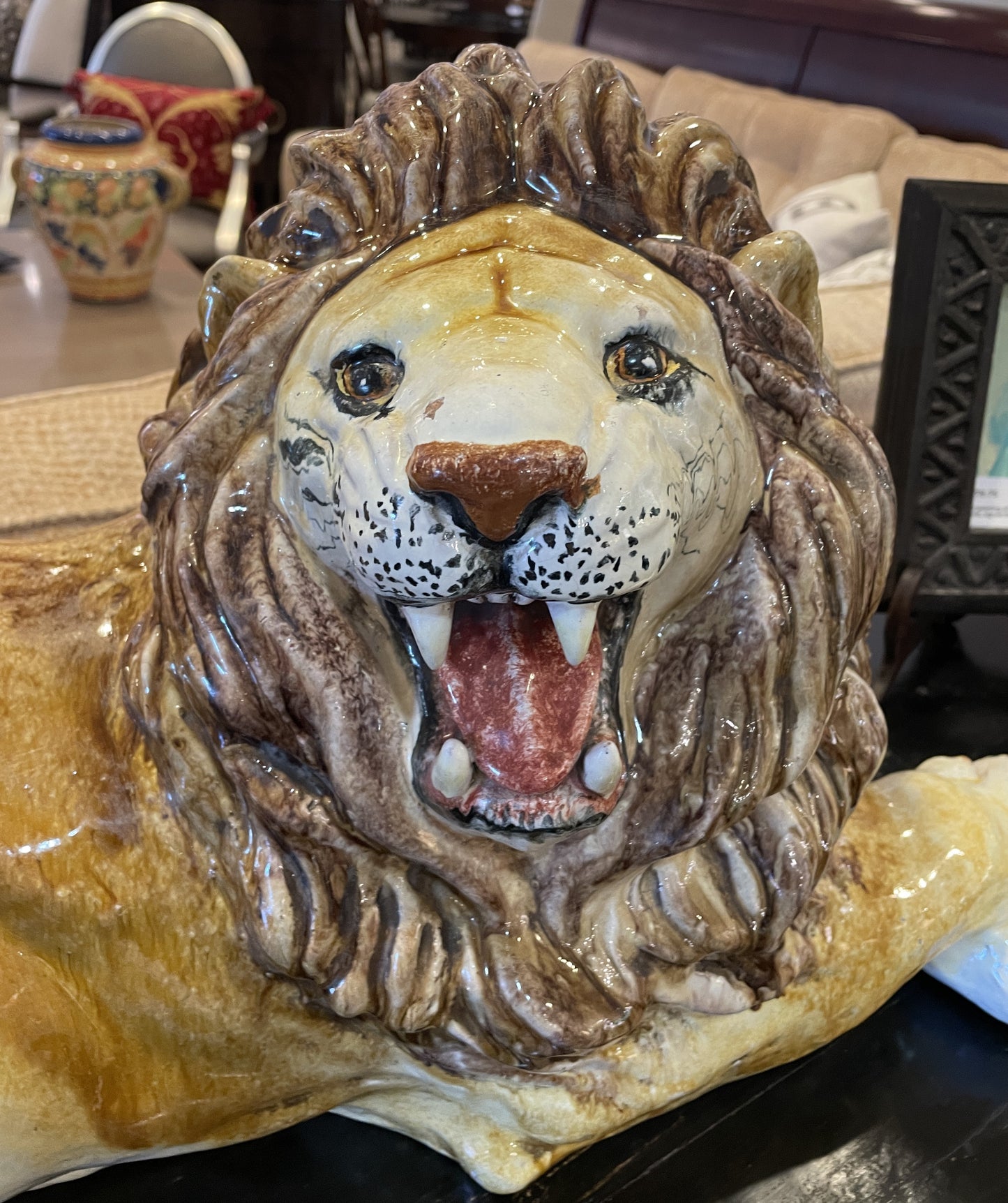 Italian Majolica Terracotta Lion, AS IS (0JL024)