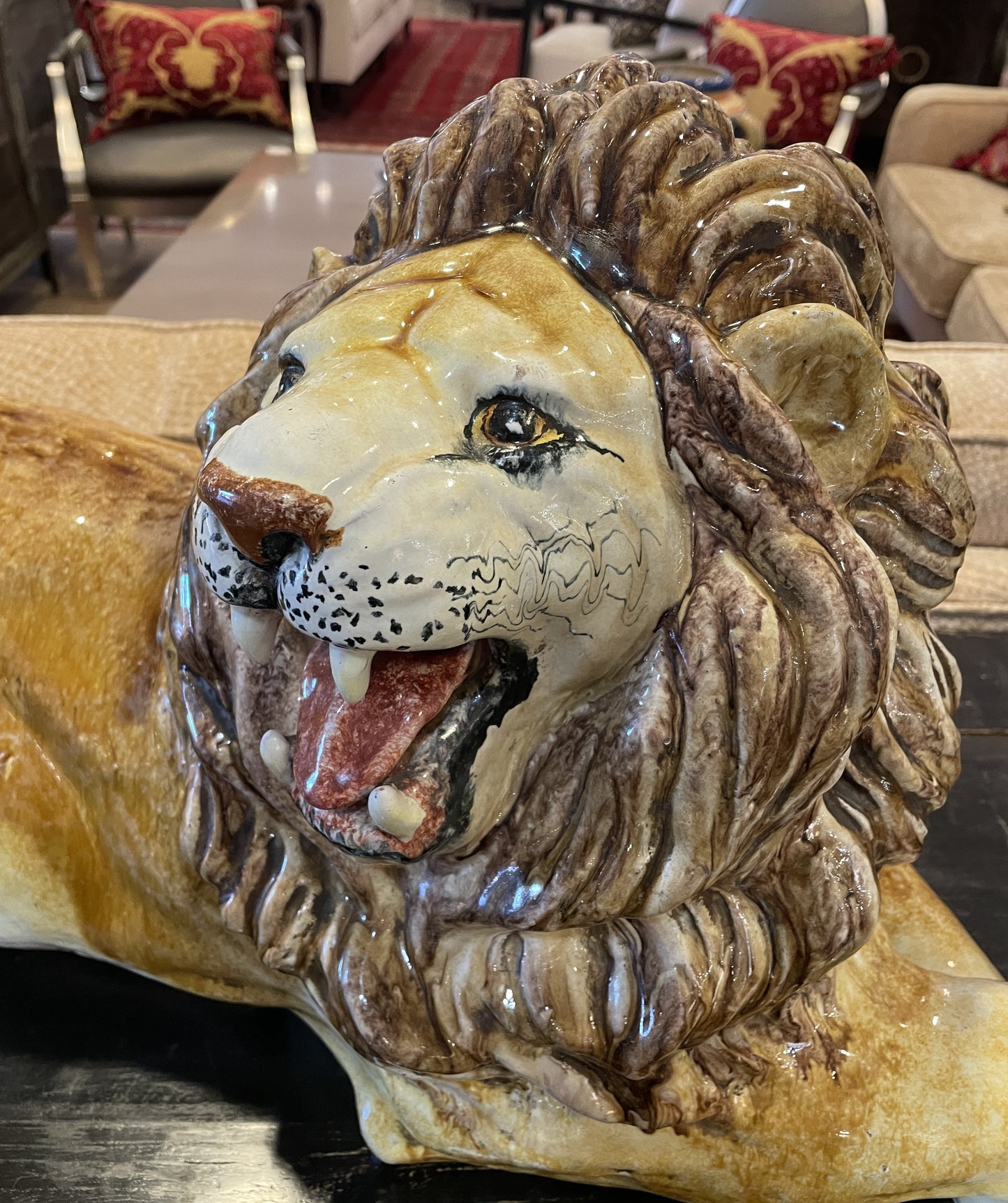 Italian Majolica Terracotta Lion, AS IS (0JL024)