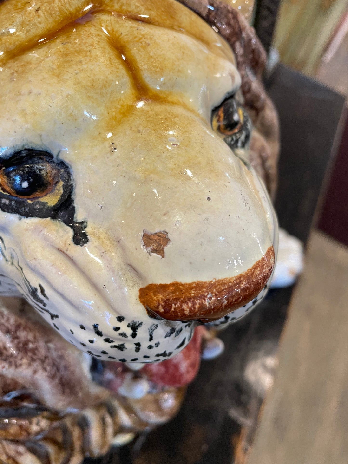 Italian Majolica Terracotta Lion, AS IS (0JL024)