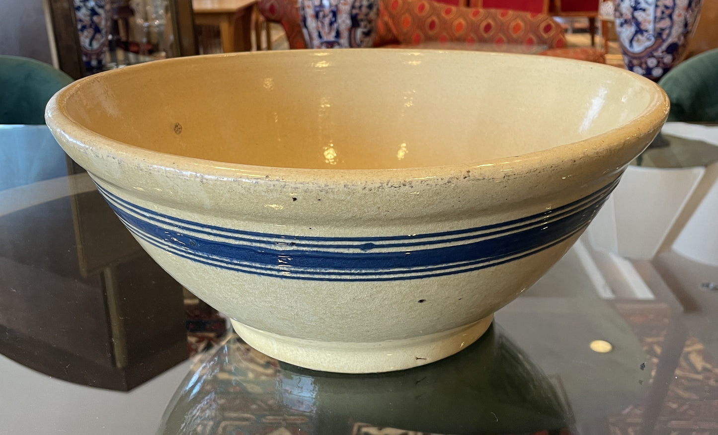 Antique French Terracotta Glazed Dough Bowl (0JL027)