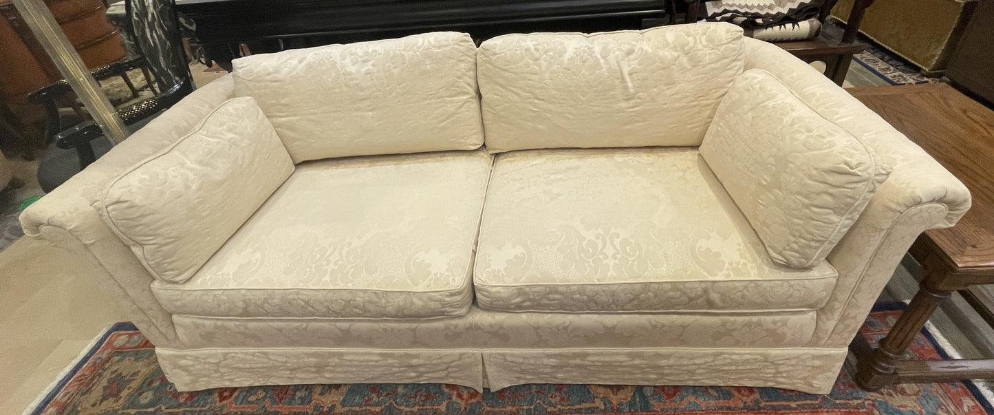 Baker Damask Sofa, Tuxedo Curved Arm (Two available) (0IW001)