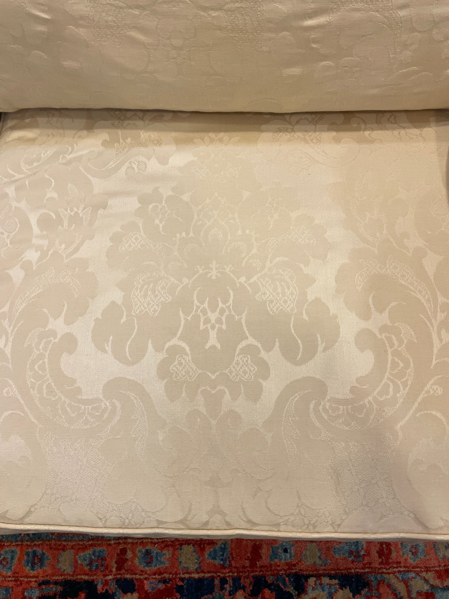 Baker Damask Sofa, Tuxedo Curved Arm (Two available) (0IW001)