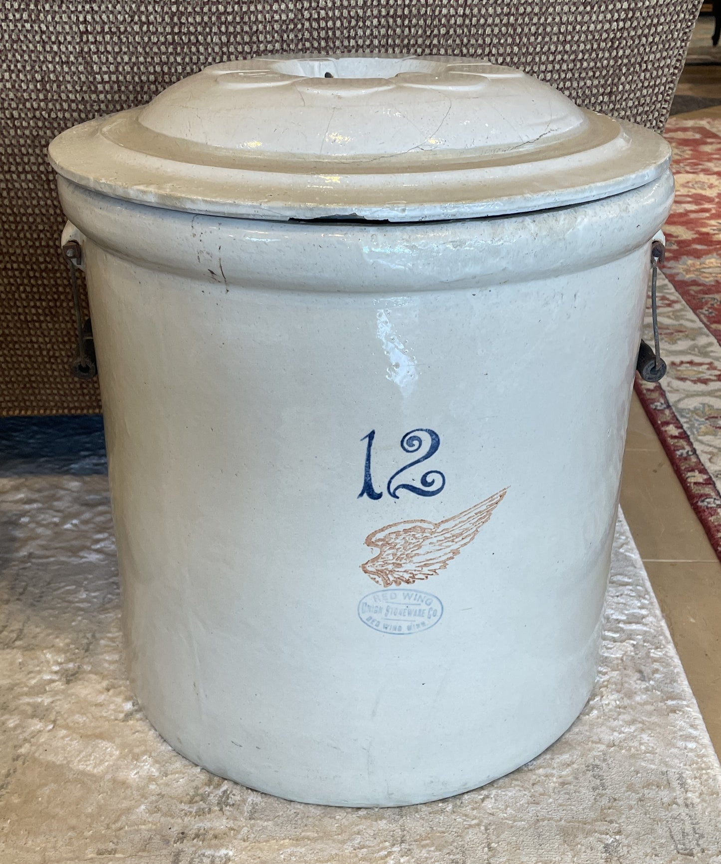Redwing 12 gallon Crock with Tulip Top, missing bail (0JL02U)