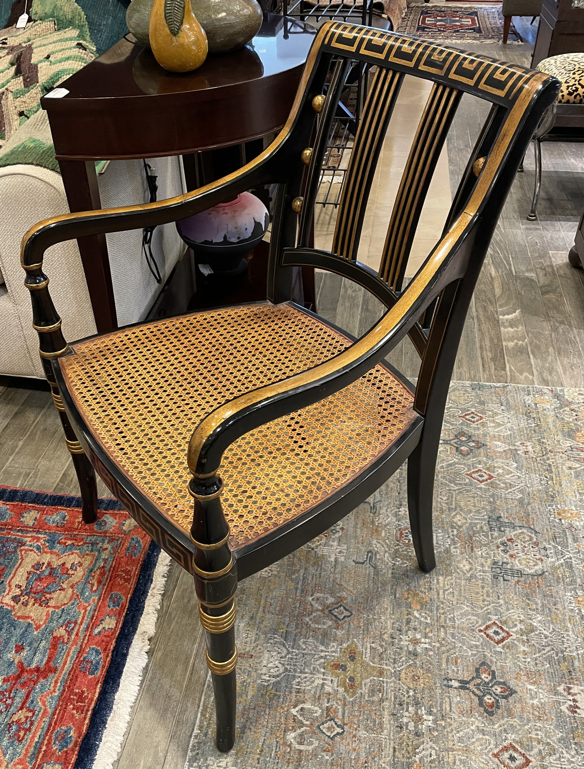 Greek Key Regency Caned Chair, AS IS (0QO00J)