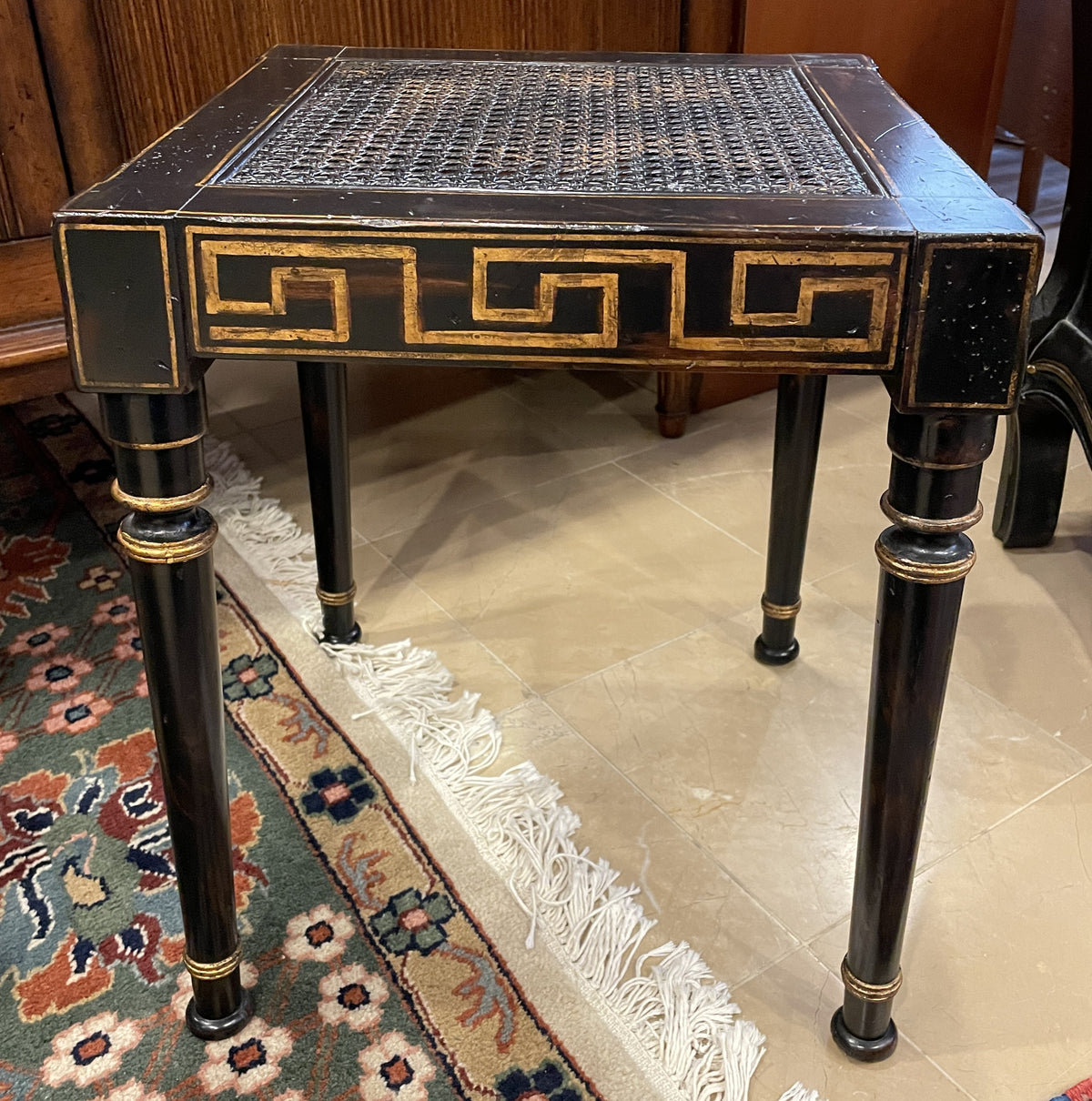 Greek Key Regency Bench/Table with Caned Top (0QO00K)