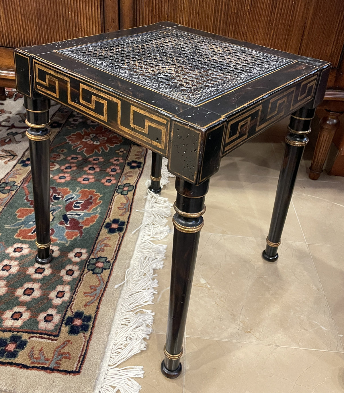 Greek Key Regency Bench/Table with Caned Top (0QO00K)