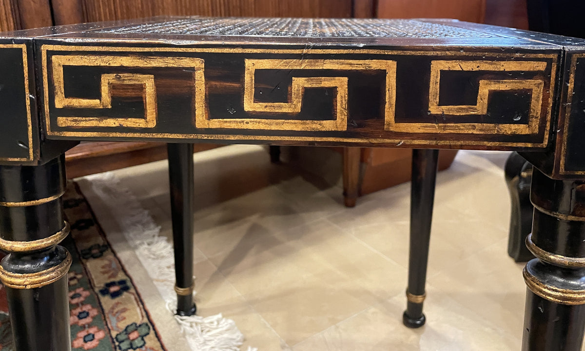 Greek Key Regency Bench/Table with Caned Top (0QO00K)