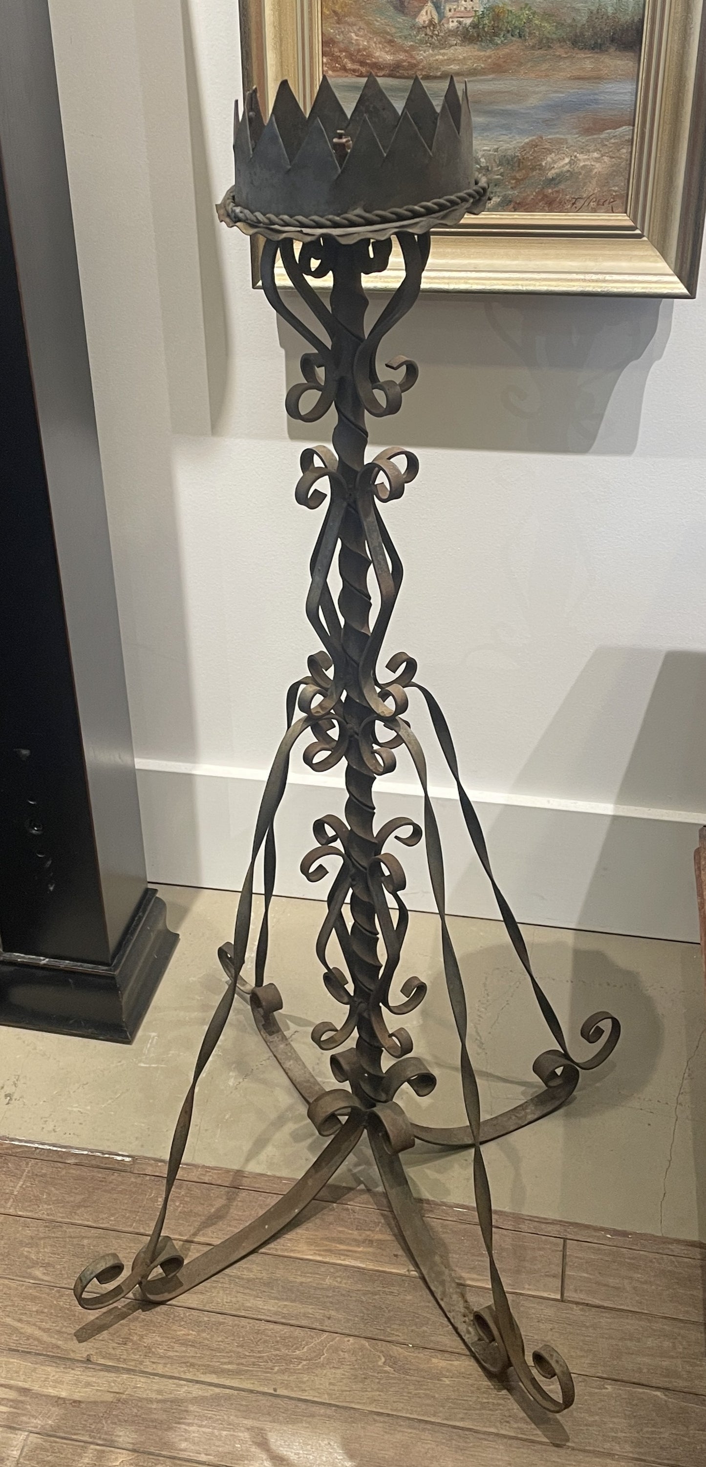 Antique Spanish Floor Candelabra, wrought iron, a pair (0JL02Y)