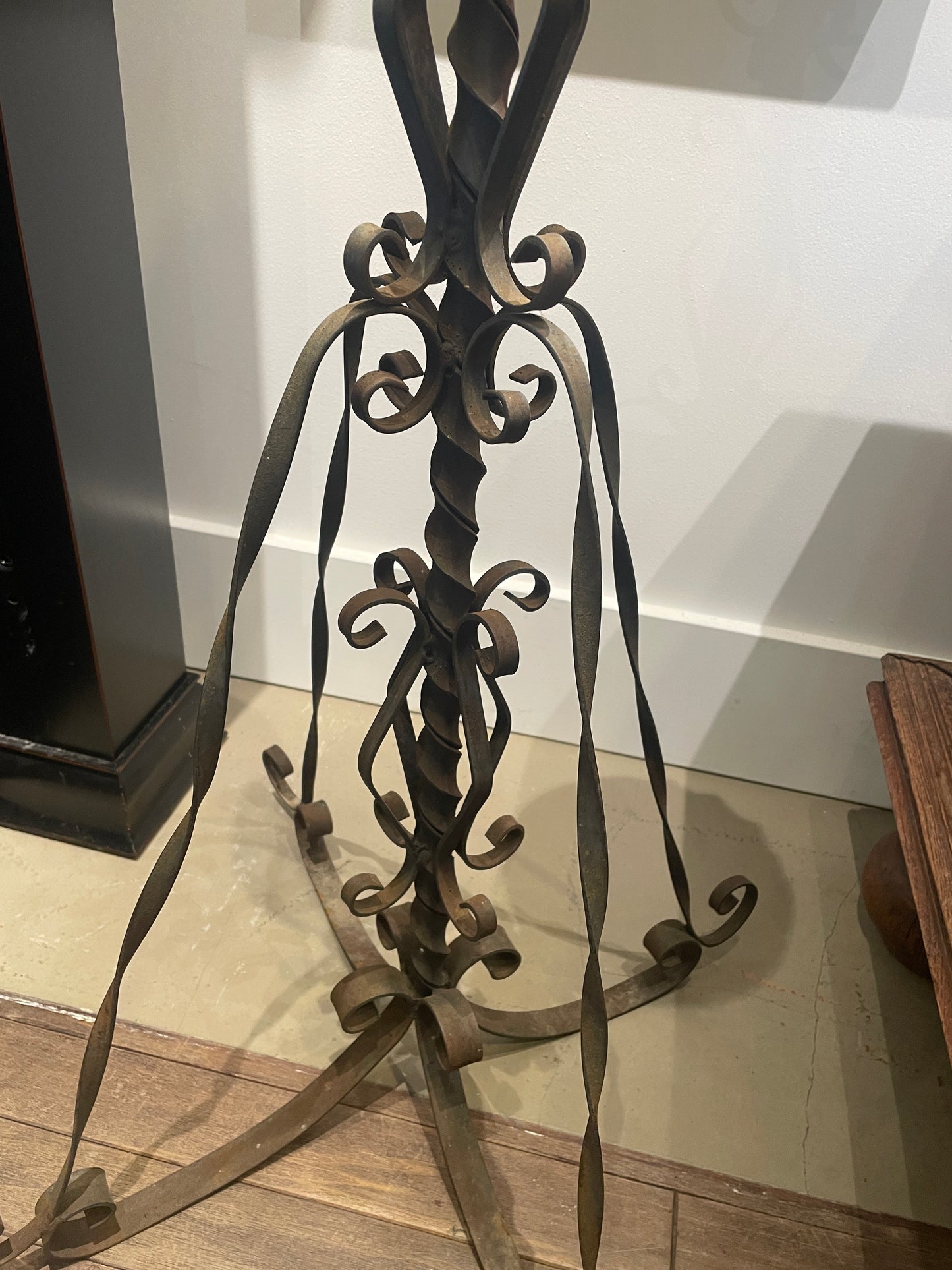 Antique Spanish Floor Candelabra, wrought iron, a pair (0JL02Y)