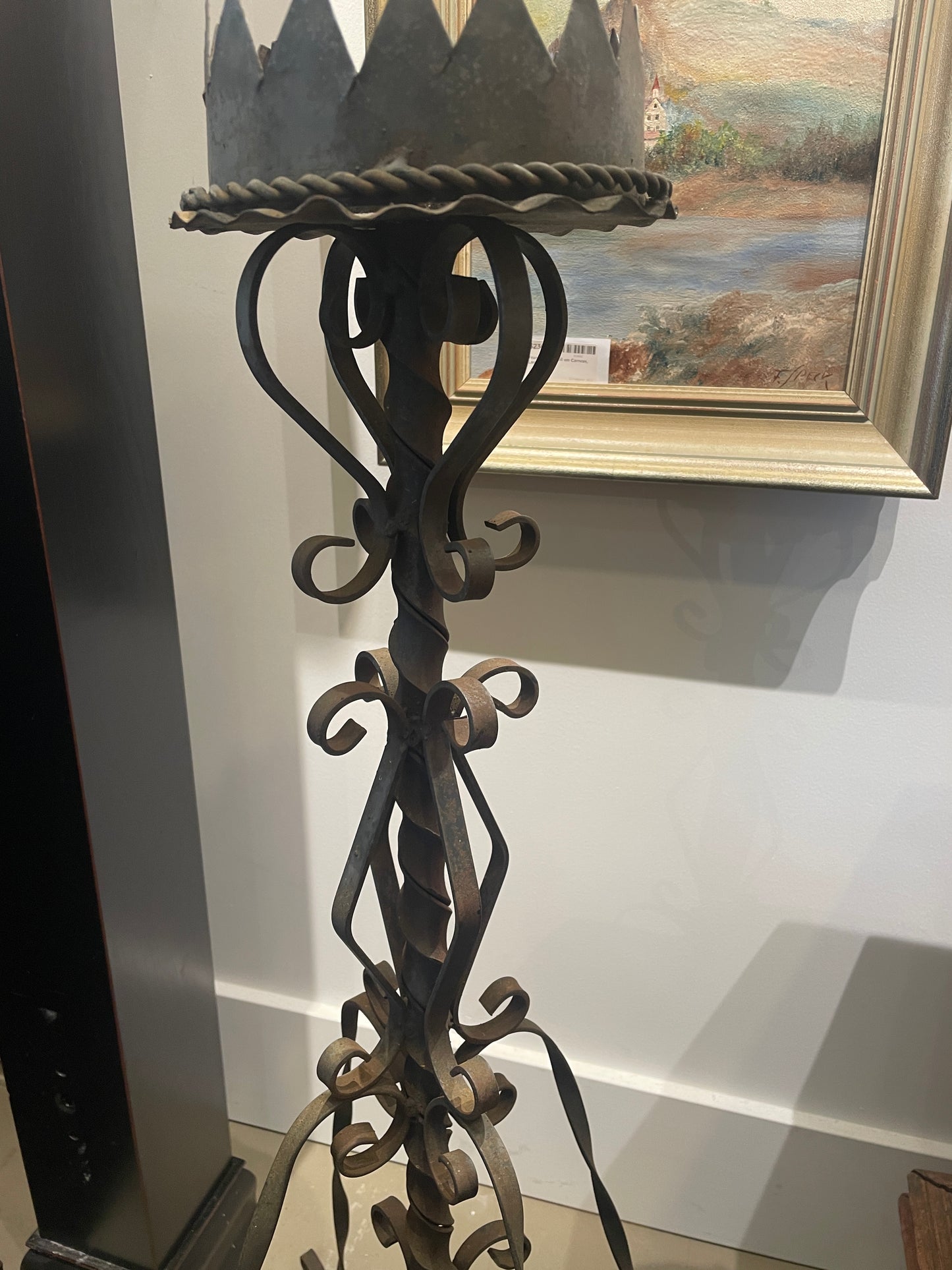 Antique Spanish Floor Candelabra, wrought iron, a pair (0JL02Y)