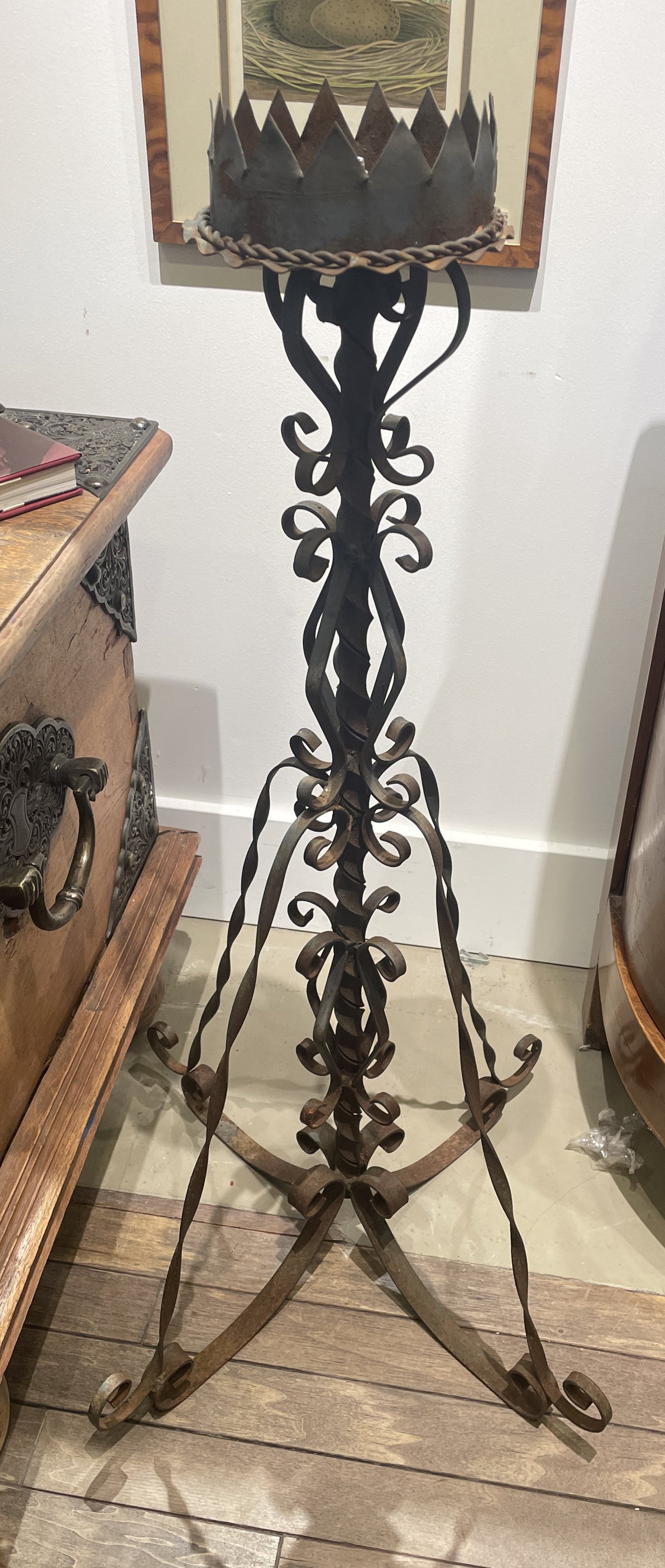 Antique Spanish Floor Candelabra, wrought iron, a pair (0JL02Y)