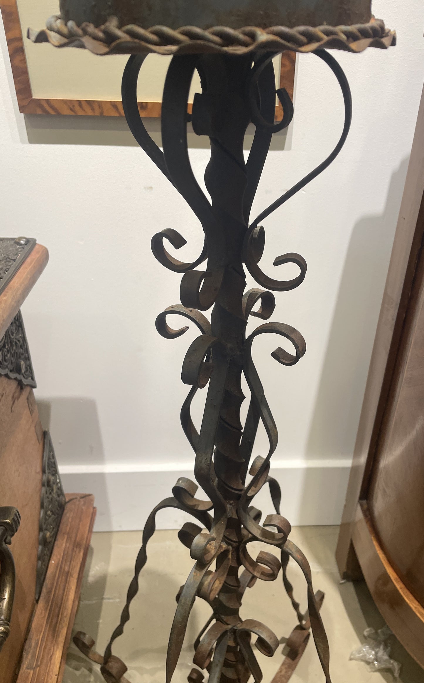 Antique Spanish Floor Candelabra, wrought iron, a pair (0JL02Y)