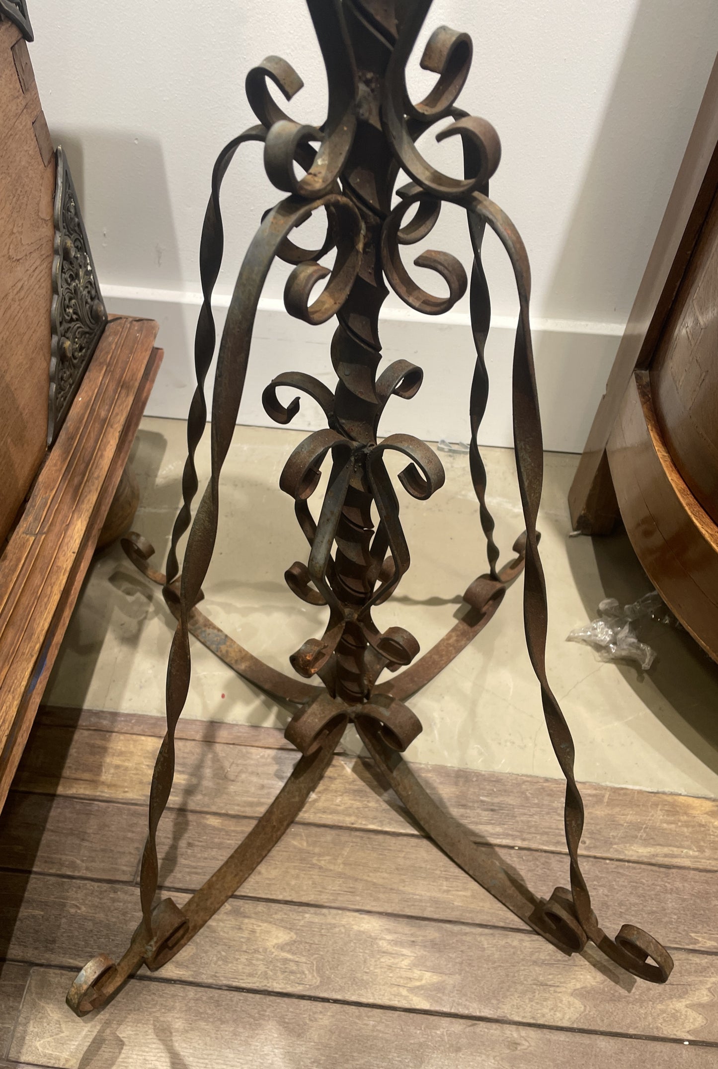Antique Spanish Floor Candelabra, wrought iron, a pair (0JL02Y)