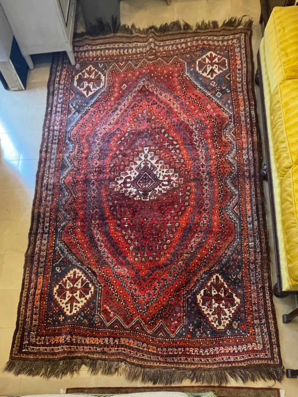 Vintage Tribal Afghan Rug, AS IS (Approx. 7x10.5) (0KL002)