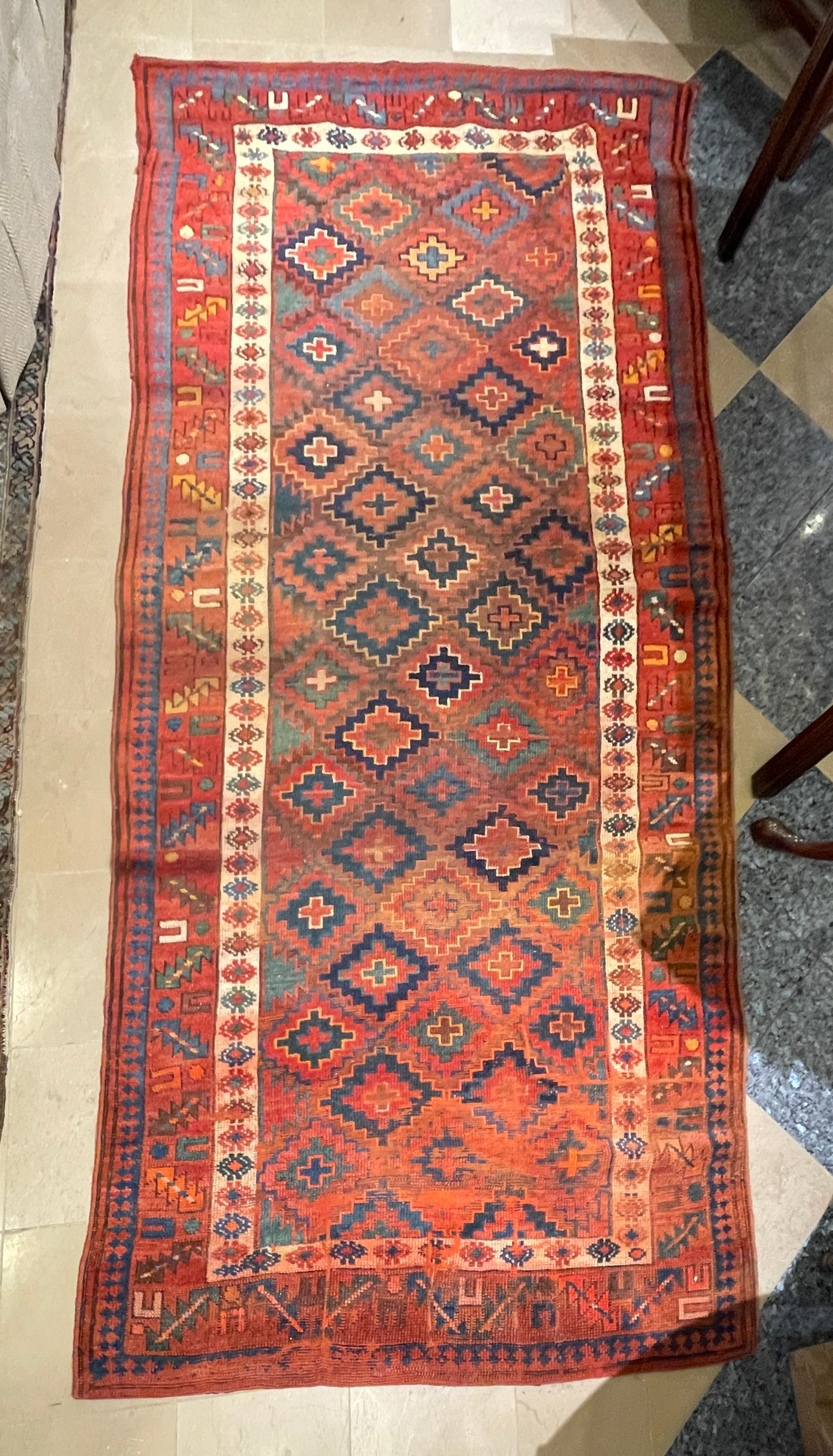 Naturally Dyed Antique Anatolian Runner, Turkish (4'4x8'10) (0JL00B)