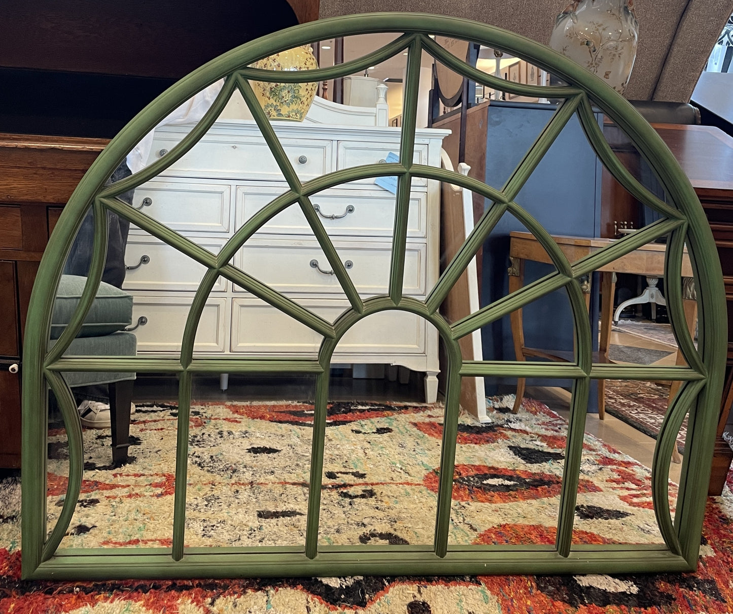 Ballard Designs Farmhouse Domed Mirror in Green (0DN003)