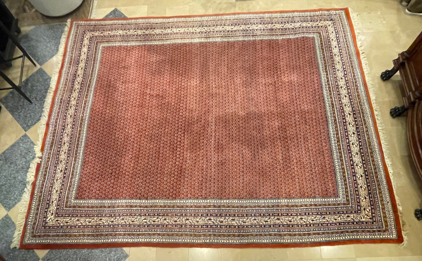 Persian Sarouk Mir Rug in Red (9'x11'11) (0LR001)