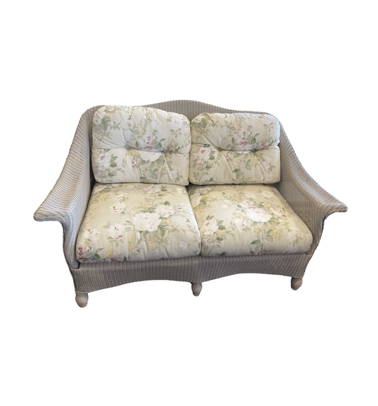 Lloyd Flanders "Lloyd Loom"  Wicker Three Season Loveseat, Floral (0OF005)