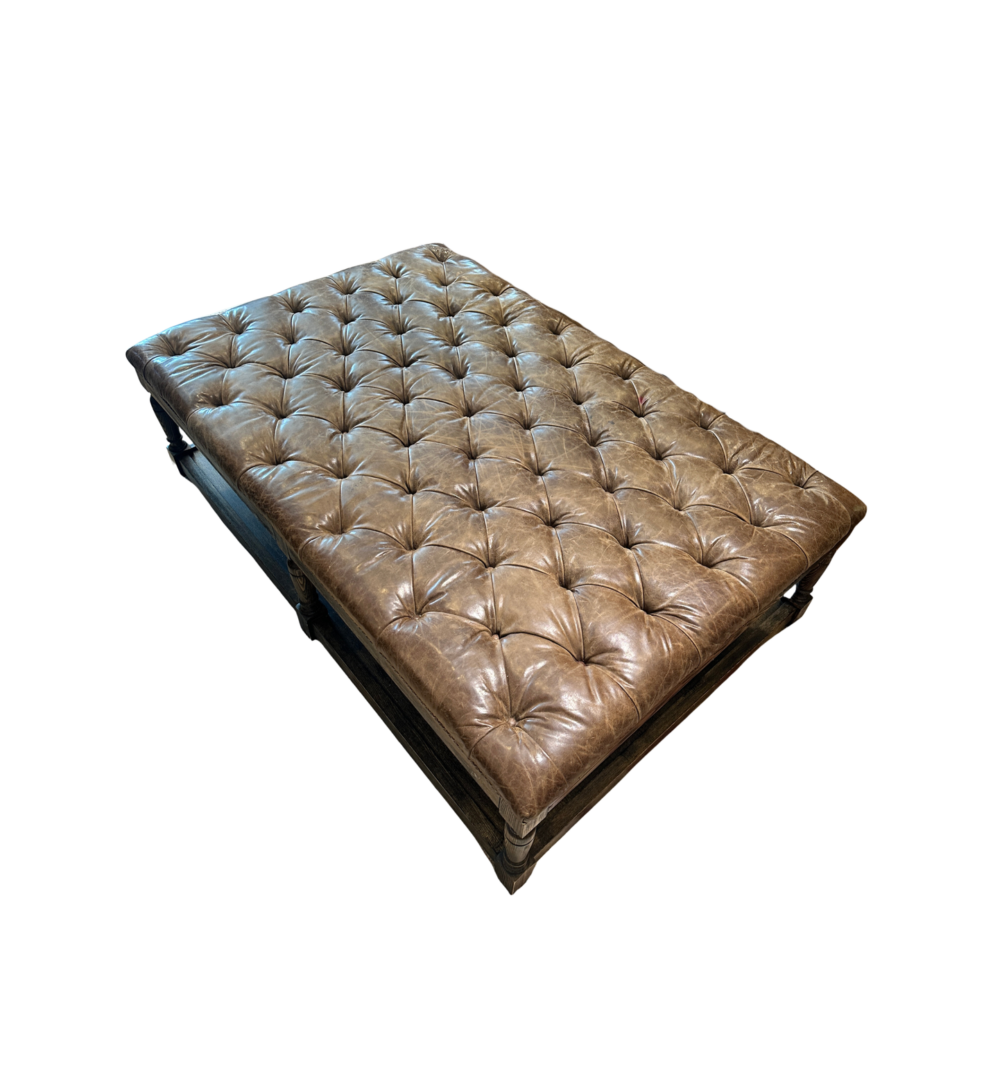 Walter E Smith Tufted Leather Ottoman, AS IS (0NT00A)