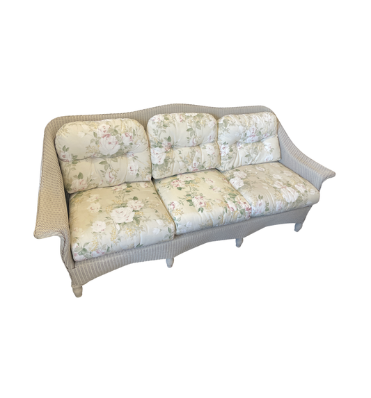 Lloyd Flanders "Lloyd Loom"  Wicker Three Season Sofa, Floral (0OF004)