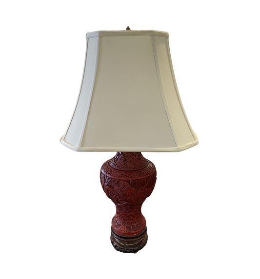 Chinese Cinnabar Lamp, AS IS (0O7002)