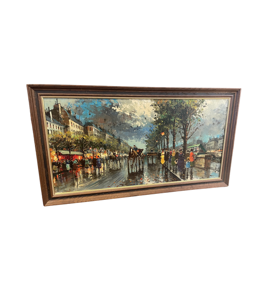 Henri Renard Oil on Canvas-Parisian street scene (0O1002)