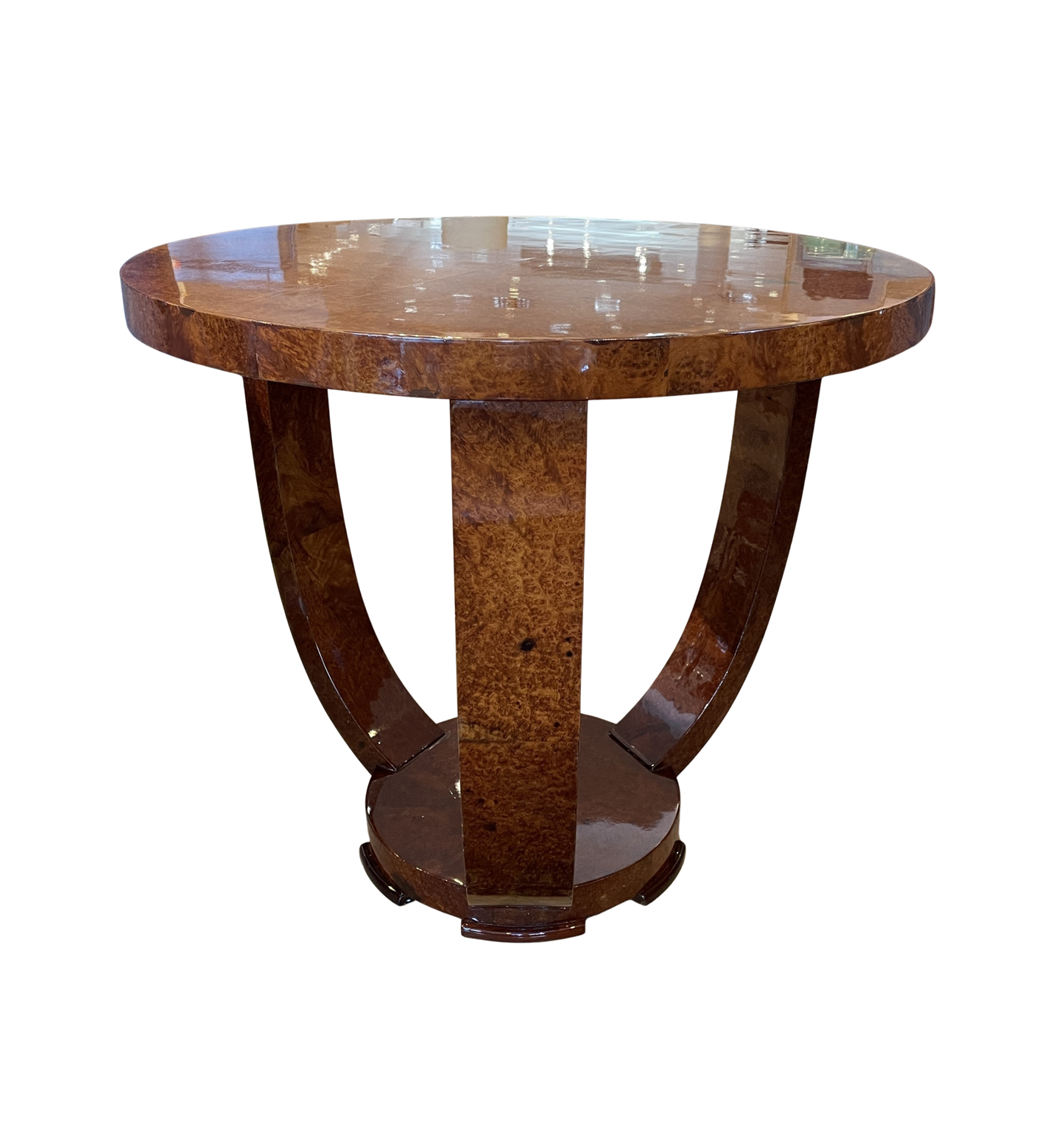 Jules Leleu Style Art Deco Burled Center Table (0KP00T)